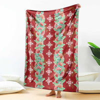Hawaii Ohia Lehua Blanket Tropical Vibes Crimson LT05 - Polynesian Pride