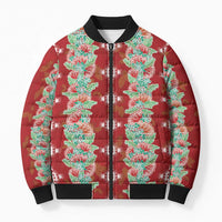 Hawaii Ohia Lehua Bomber Puffer Jacket Tropical Vibes Crimson LT05 Unisex Crimson - Polynesian Pride