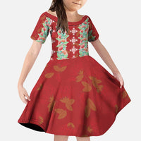 Hawaii Ohia Lehua Family Matching Tank Maxi Dress and Hawaiian Shirt Tropical Vibes Crimson