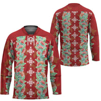 Hawaii Ohia Lehua Hockey Jersey Tropical Vibes Crimson LT05 - Polynesian Pride