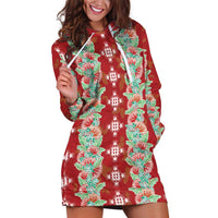 Hawaii Ohia Lehua Hoodie Dress Tropical Vibes Crimson LT05 Crimson - Polynesian Pride