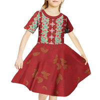 Hawaii Ohia Lehua Kid Short Sleeve Dress Tropical Vibes Crimson LT05 - Polynesian Pride