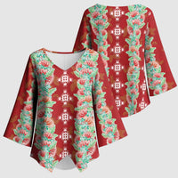 Hawaii Ohia Lehua Kimono Sleeve Blouse Tropical Vibes Crimson LT05 - Polynesian Pride