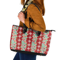 Hawaii Ohia Lehua Leather Tote Bag Tropical Vibes Crimson LT05 Crimson - Polynesian Pride