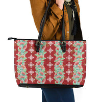 Hawaii Ohia Lehua Leather Tote Bag Tropical Vibes Crimson LT05 - Polynesian Pride