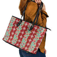 Hawaii Ohia Lehua Leather Tote Bag Tropical Vibes Crimson LT05 - Polynesian Pride