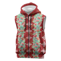 Hawaii Ohia Lehua Sleeveless Zip Hoodie Tropical Vibes Crimson LT05 Crimson - Polynesian Pride