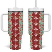 Hawaii Ohia Lehua Tumbler With Handle Tropical Vibes Crimson LT05 One Size: 40 oz Crimson - Polynesian Pride