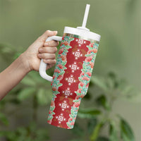 Hawaii Ohia Lehua Tumbler With Handle Tropical Vibes Crimson LT05 - Polynesian Pride