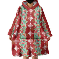Hawaii Ohia Lehua Wearable Blanket Hoodie Tropical Vibes Crimson LT05 - Polynesian Pride