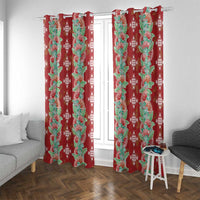 Hawaii Ohia Lehua Window Curtain Tropical Vibes Crimson LT05 With Grommets Crimson - Polynesian Pride
