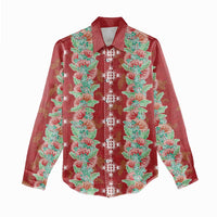 Hawaii Ohia Lehua Women Casual Shirt Tropical Vibes Crimson LT05 - Polynesian Pride