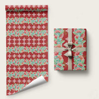 Hawaii Ohia Lehua Wrapping Paper Tropical Vibes Crimson LT05 58" × 23" Crimson - Polynesian Pride