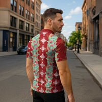Hawaii Ohia Lehua Zipper Polo Shirt Tropical Vibes Crimson LT05 - Polynesian Pride