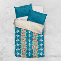 Hawaii Ohia Lehua Bedding Set Tropical Vibes Teal LT05 US Twin 172cm x 218cm Teal - Polynesian Pride