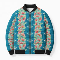 Hawaii Ohia Lehua Bomber Puffer Jacket Tropical Vibes Teal LT05 Unisex Teal - Polynesian Pride