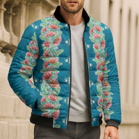 Hawaii Ohia Lehua Bomber Puffer Jacket Tropical Vibes Teal LT05 - Polynesian Pride
