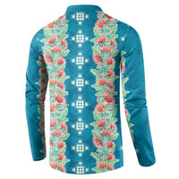 Hawaii Ohia Lehua Button Sweatshirt Tropical Vibes Teal LT05 - Polynesian Pride