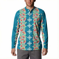 Hawaii Ohia Lehua Button Sweatshirt Tropical Vibes Teal LT05 - Polynesian Pride