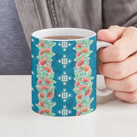 Hawaii Ohia Lehua Ceramic Mug Tropical Vibes Teal LT05 - Polynesian Pride