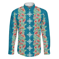 Hawaii Ohia Lehua Family Matching Mermaid Dress and Hawaiian Shirt Tropical Vibes Teal
