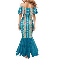 Hawaii Ohia Lehua Family Matching Mermaid Dress and Hawaiian Shirt Tropical Vibes Teal