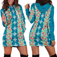 Hawaii Ohia Lehua Hoodie Dress Tropical Vibes Teal LT05 - Polynesian Pride