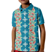 Hawaii Ohia Lehua Kid Polo Shirt Tropical Vibes Teal LT05 Kid Teal - Polynesian Pride