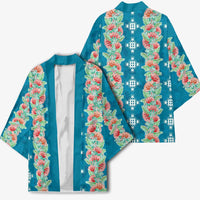 Hawaii Ohia Lehua Kimono Tropical Vibes Teal LT05 - Polynesian Pride