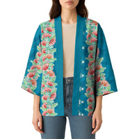 Hawaii Ohia Lehua Kimono Tropical Vibes Teal LT05 - Polynesian Pride
