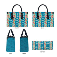 Hawaii Ohia Lehua Leather Bag Tropical Vibes Teal LT05 - Polynesian Pride