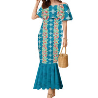 Hawaii Ohia Lehua Mermaid Dress Tropical Vibes Teal LT05 Women Teal - Polynesian Pride