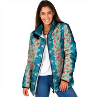 Hawaii Ohia Lehua Padded Jacket Tropical Vibes Teal LT05 Women Teal - Polynesian Pride