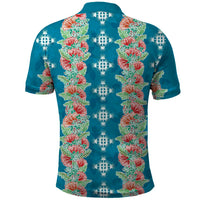 Hawaii Ohia Lehua Polo Shirt Tropical Vibes Teal LT05 - Polynesian Pride