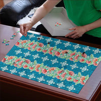 Hawaii Ohia Lehua Puzzle Tropical Vibes Teal LT05 - Polynesian Pride
