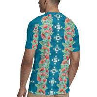 Hawaii Ohia Lehua Rugby Jersey Tropical Vibes Teal LT05 - Polynesian Pride