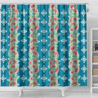 Hawaii Ohia Lehua Shower Curtain Tropical Vibes Teal LT05 - Polynesian Pride