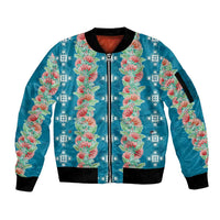 Hawaii Ohia Lehua Sleeve Zip Bomber Jacket Tropical Vibes Teal LT05 Unisex Teal - Polynesian Pride