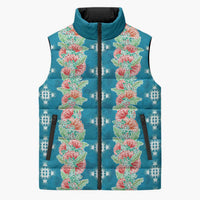 Hawaii Ohia Lehua Sleeveless Puffer Jacket Tropical Vibes Teal LT05 Unisex Teal - Polynesian Pride