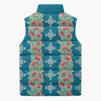 Hawaii Ohia Lehua Sleeveless Puffer Jacket Tropical Vibes Teal LT05 - Polynesian Pride