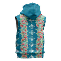 Hawaii Ohia Lehua Sleeveless Zip Hoodie Tropical Vibes Teal LT05 - Polynesian Pride