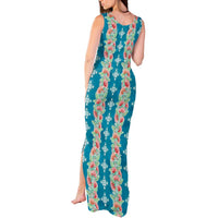 Hawaii Ohia Lehua Tank Maxi Dress Tropical Vibes Teal LT05 - Polynesian Pride