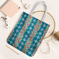 Hawaii Ohia Lehua Tote Bag Tropical Vibes Teal LT05 White Strap One Size Teal - Polynesian Pride