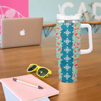 Hawaii Ohia Lehua Tumbler With Handle Tropical Vibes Teal LT05 - Polynesian Pride