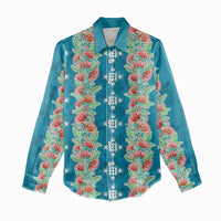 Hawaii Ohia Lehua Women Casual Shirt Tropical Vibes Teal LT05 - Polynesian Pride