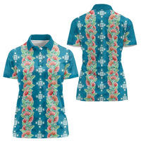 Hawaii Ohia Lehua Women Polo Shirt Tropical Vibes Teal LT05 - Polynesian Pride