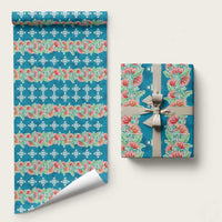 Hawaii Ohia Lehua Wrapping Paper Tropical Vibes Teal LT05 58" × 23" Teal - Polynesian Pride