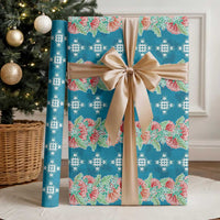 Hawaii Ohia Lehua Wrapping Paper Tropical Vibes Teal LT05 - Polynesian Pride