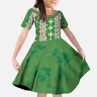 Hawaii Ohia Lehua Family Matching Mermaid Dress and Hawaiian Shirt Tropical Vibes Green