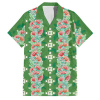 Hawaii Ohia Lehua Family Matching Off Shoulder Maxi Dress and Hawaiian Shirt Tropical Vibes Green